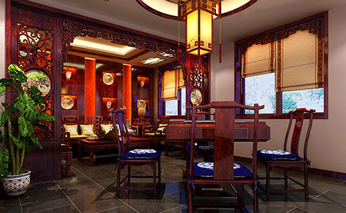 蓬莱古典中式风格茶楼包间设计装修效果图